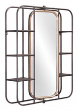 Industrial Gray Shelf with Gold Mirror