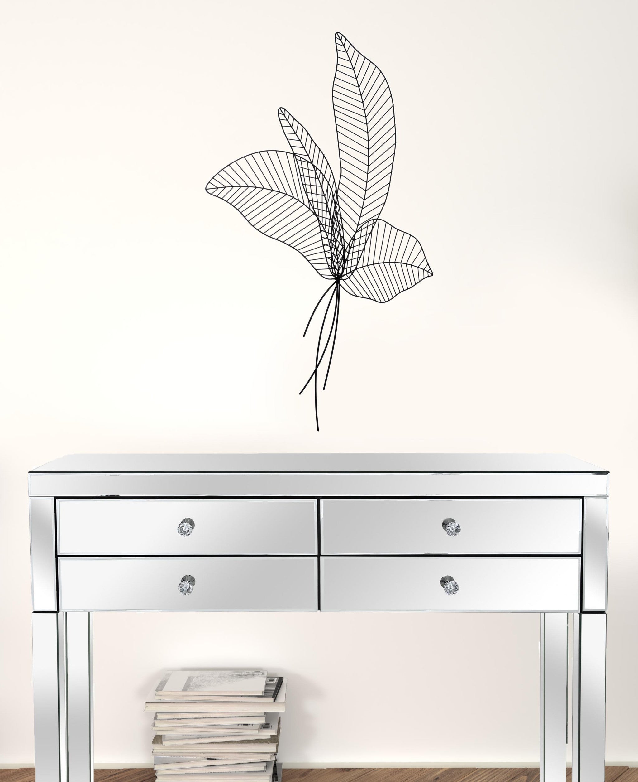 Matte Black Boho Chic Palm Leaf Wall Art