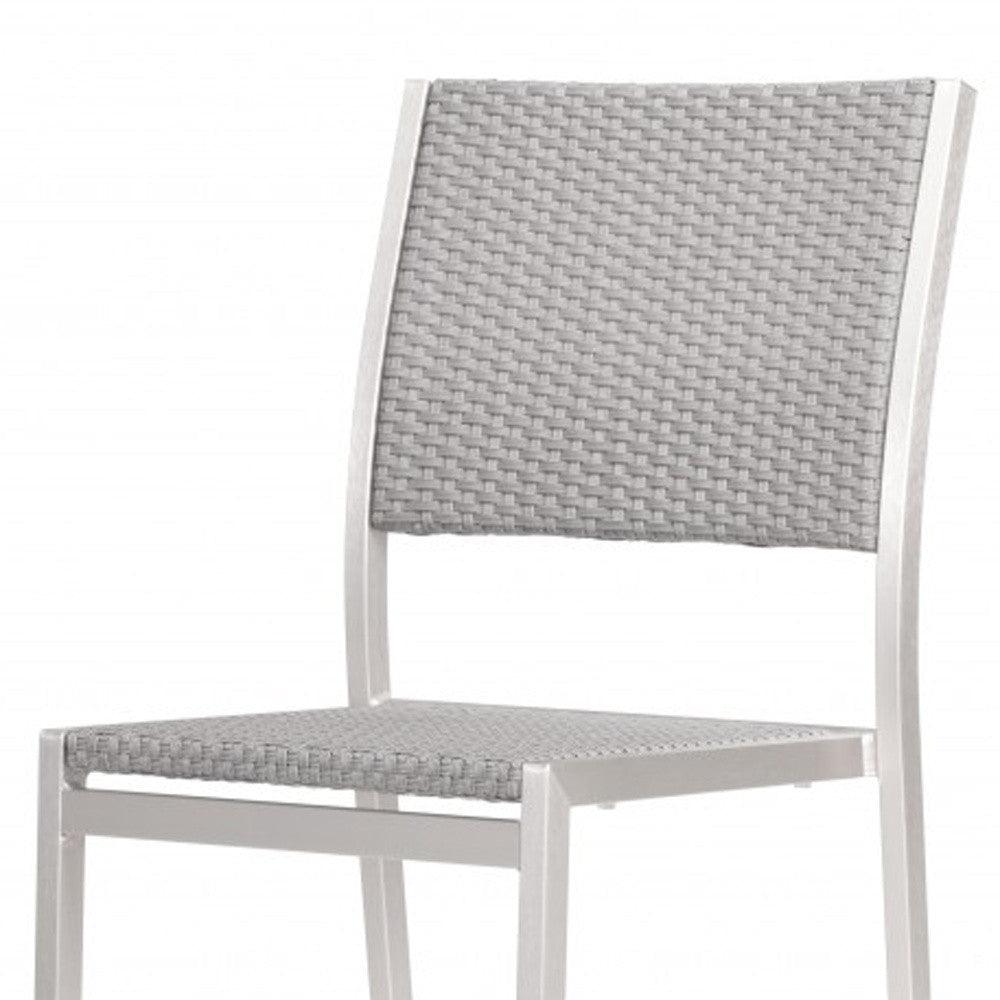 Set of Two Silver Armless Chairs