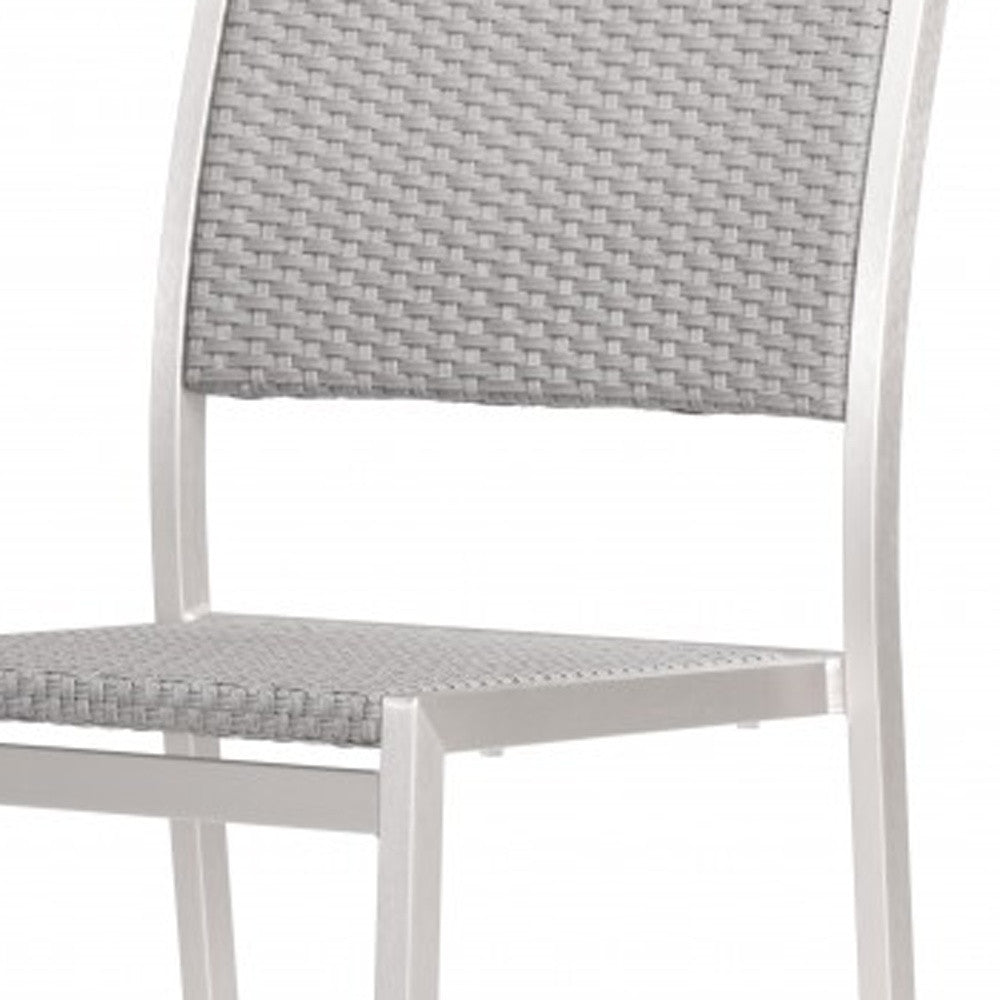 Set of Two Silver Armless Chairs