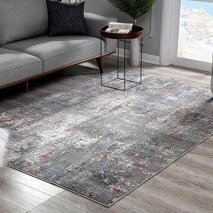 2’ X 10’ Gray And Ivory Abstract Runner Rug
