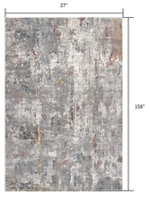 2’ X 10’ Gray And Ivory Abstract Runner Rug
