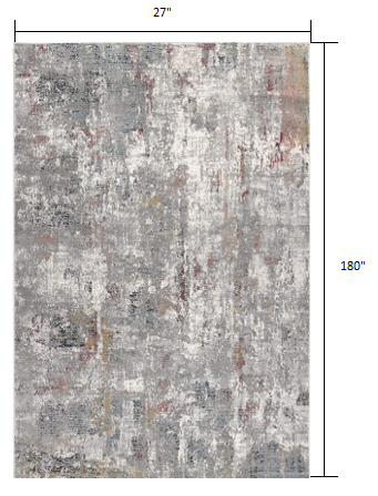 2’ X 10’ Gray And Ivory Abstract Runner Rug