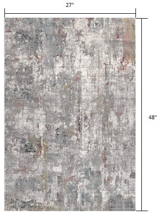 2’ X 10’ Gray And Ivory Abstract Runner Rug