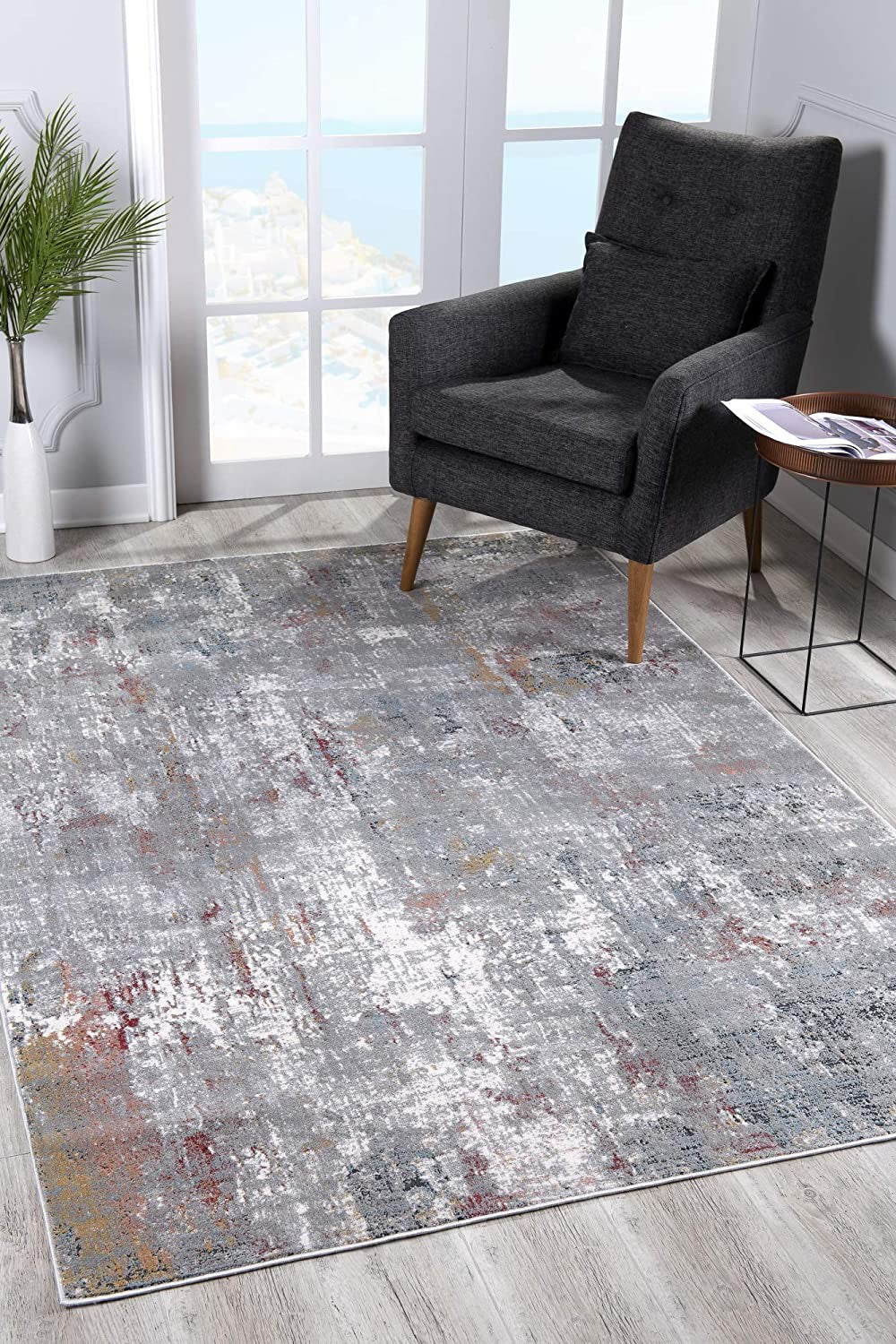 2’ X 10’ Gray And Ivory Abstract Runner Rug