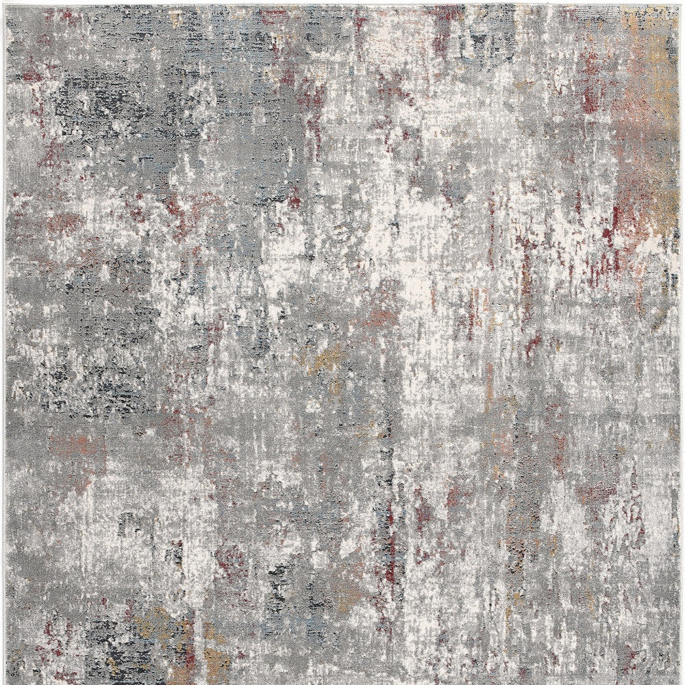 2’ X 10’ Gray And Ivory Abstract Runner Rug