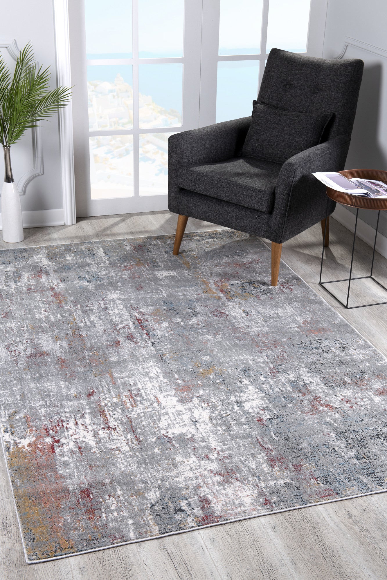 2’ X 10’ Gray And Ivory Abstract Runner Rug