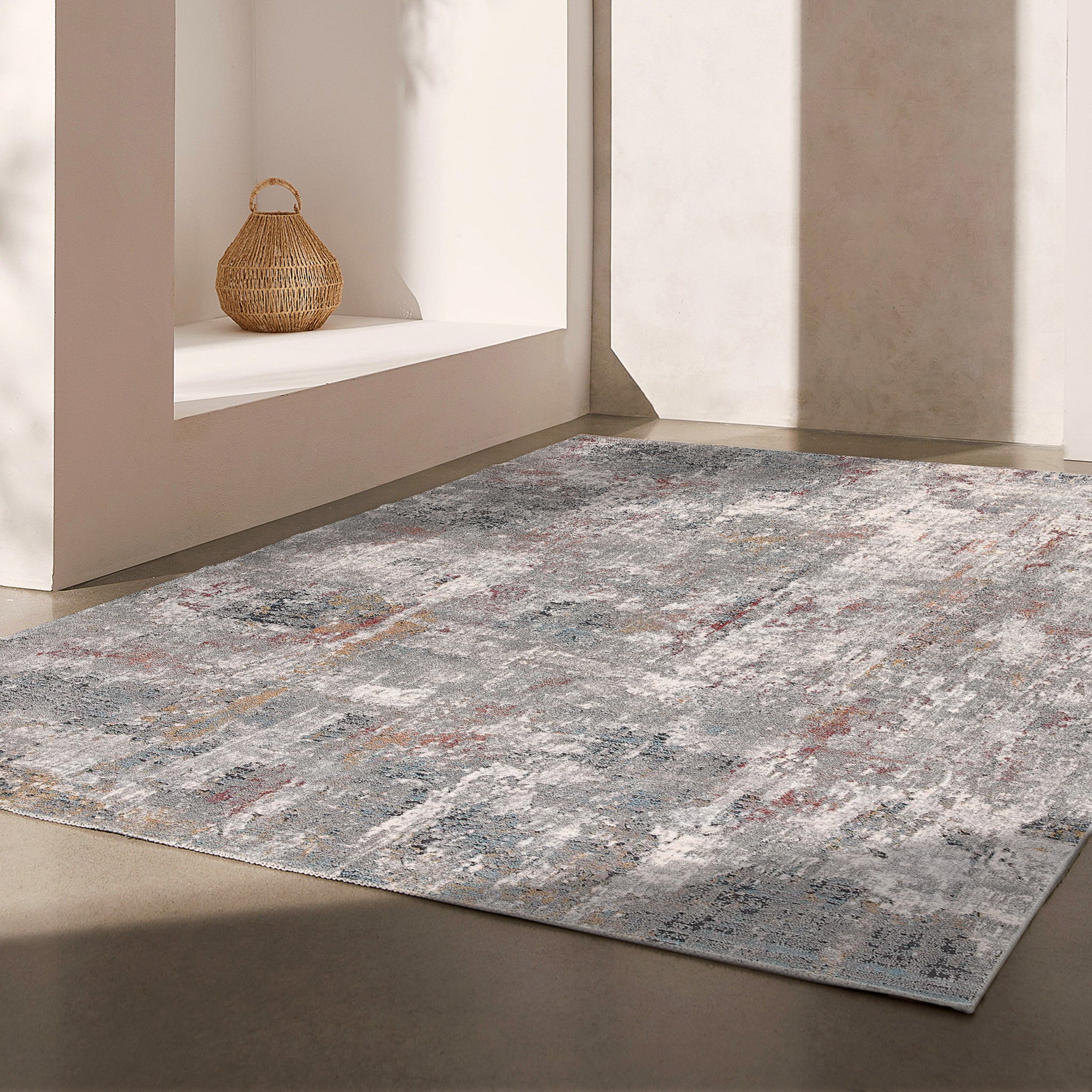 2’ X 10’ Gray And Ivory Abstract Runner Rug