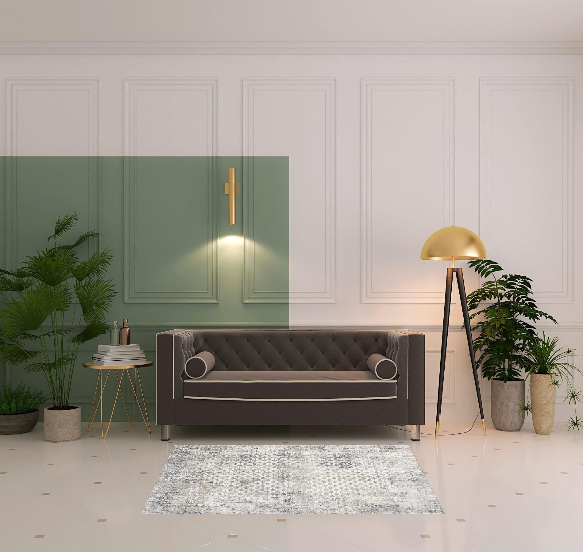 4’ X 6’ Gray And Ivory Distressed Area Rug