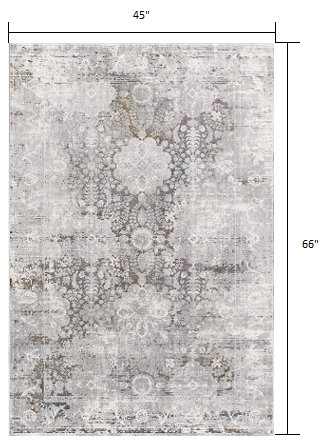 5” X 8” Gray Abstract Patterns Area Rug