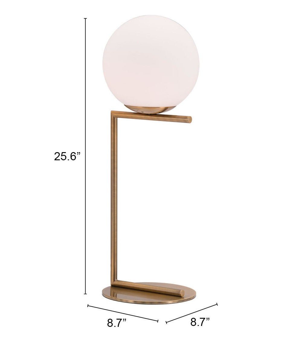 65" Brass Metal Bedside Table Lamp With Off White Globe Shade