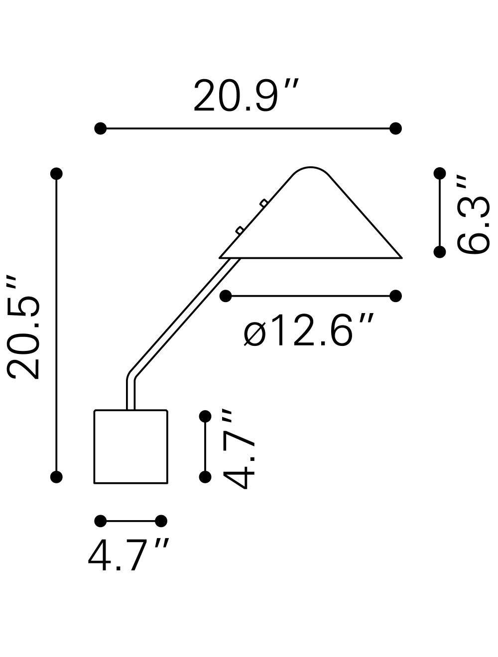 52" White Metal Bedside Table Lamp With Black Cone Shade