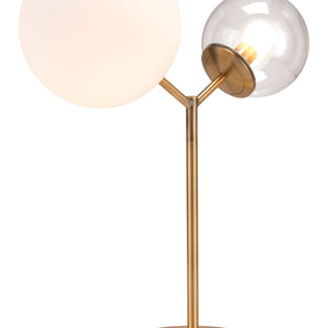 56" Copper Metal Bedside Table Lamp With Clear Globe Shade