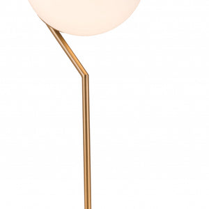 22" Gold Metal Bedside Table Lamp With Off White Globe Shade