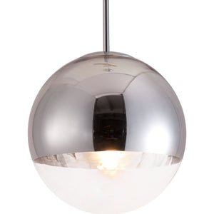 Chrome Half and Half Orb Ceiling Lamp