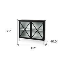 Slender Sleek Black Two Door Glass Cabinet