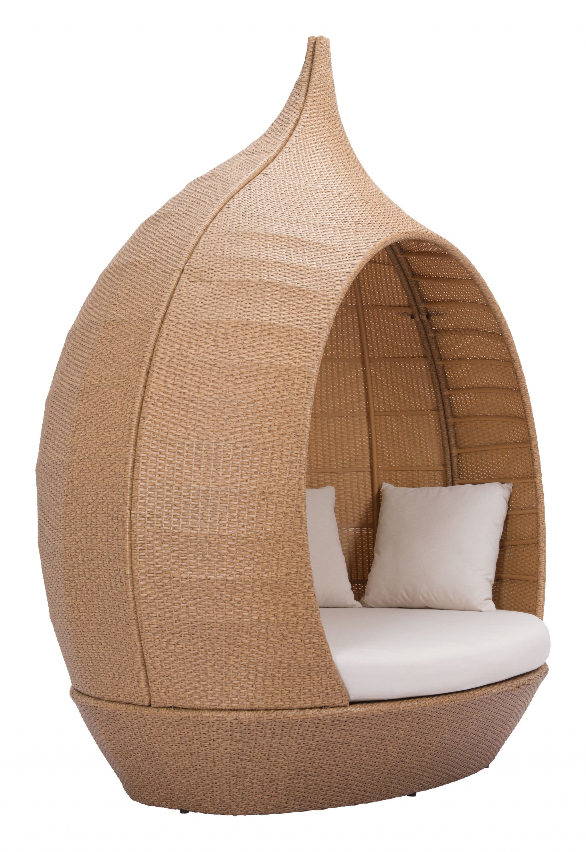 Teardrop Shaped Beige and Natural Daybed