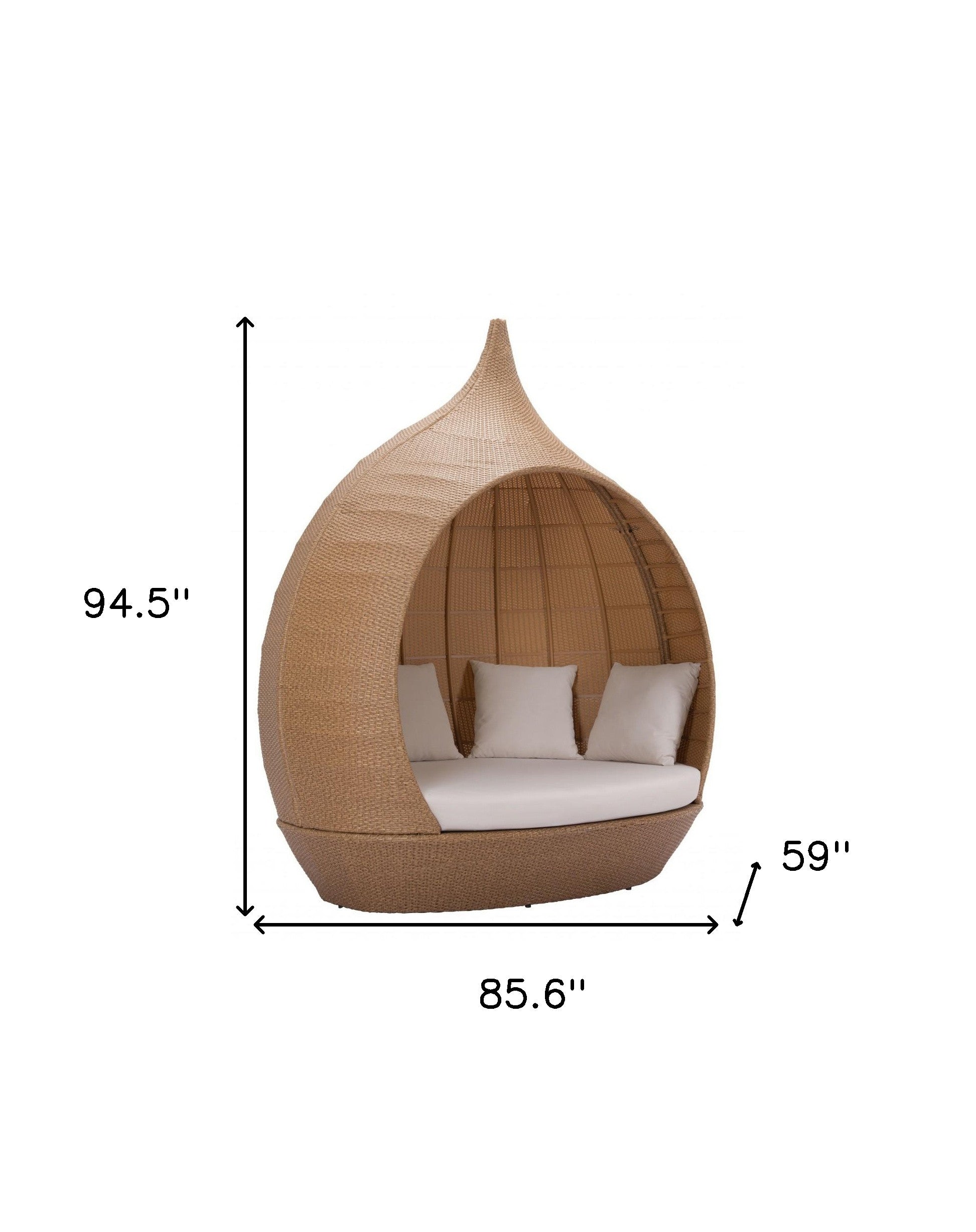Teardrop Shaped Beige and Natural Daybed