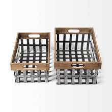 Set Of Two Wood And Metal Crate Baskets