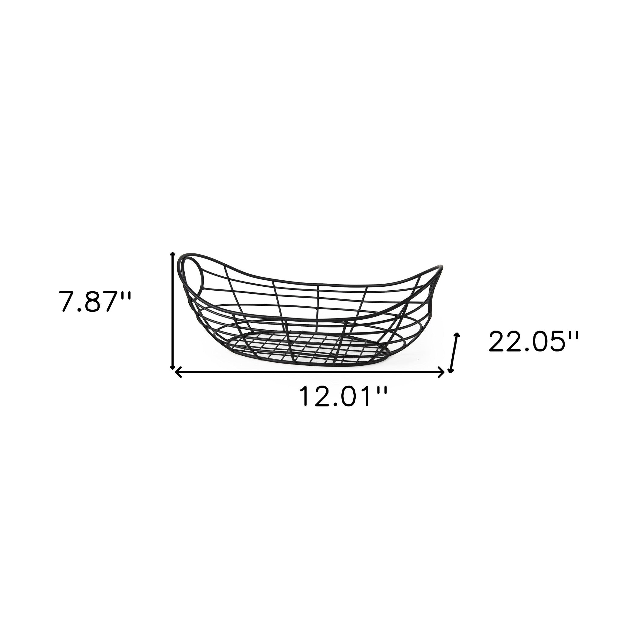 Black Metal Boat Shaped Basket