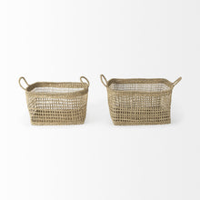 Set Of Two Brown Wicker Storage Baskets