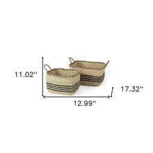 Set Of Two Striped Wicker Storage Baskets