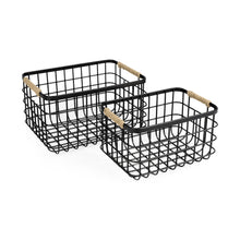 Set Of Two Black Metal Baskets
