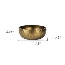 Antiqued Gold Hammered Artisan Low Bowl