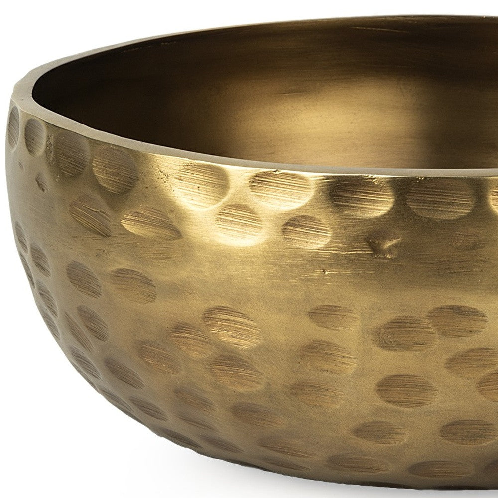 Antiqued Gold Hammered Artisan Low Bowl