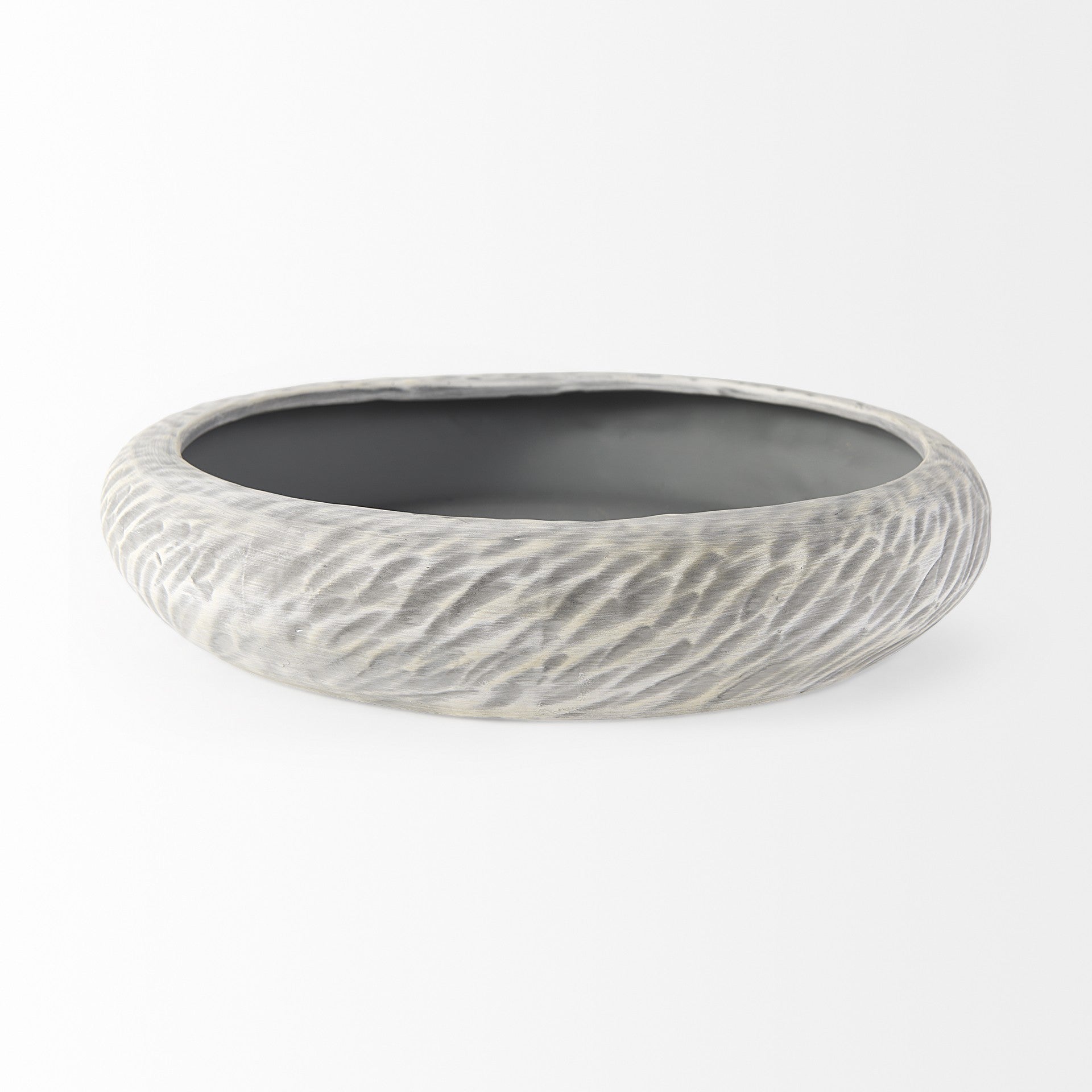 Light Gray Rippled Ceramic Bowl