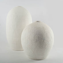 Wide White Textrured Ceramic Vase