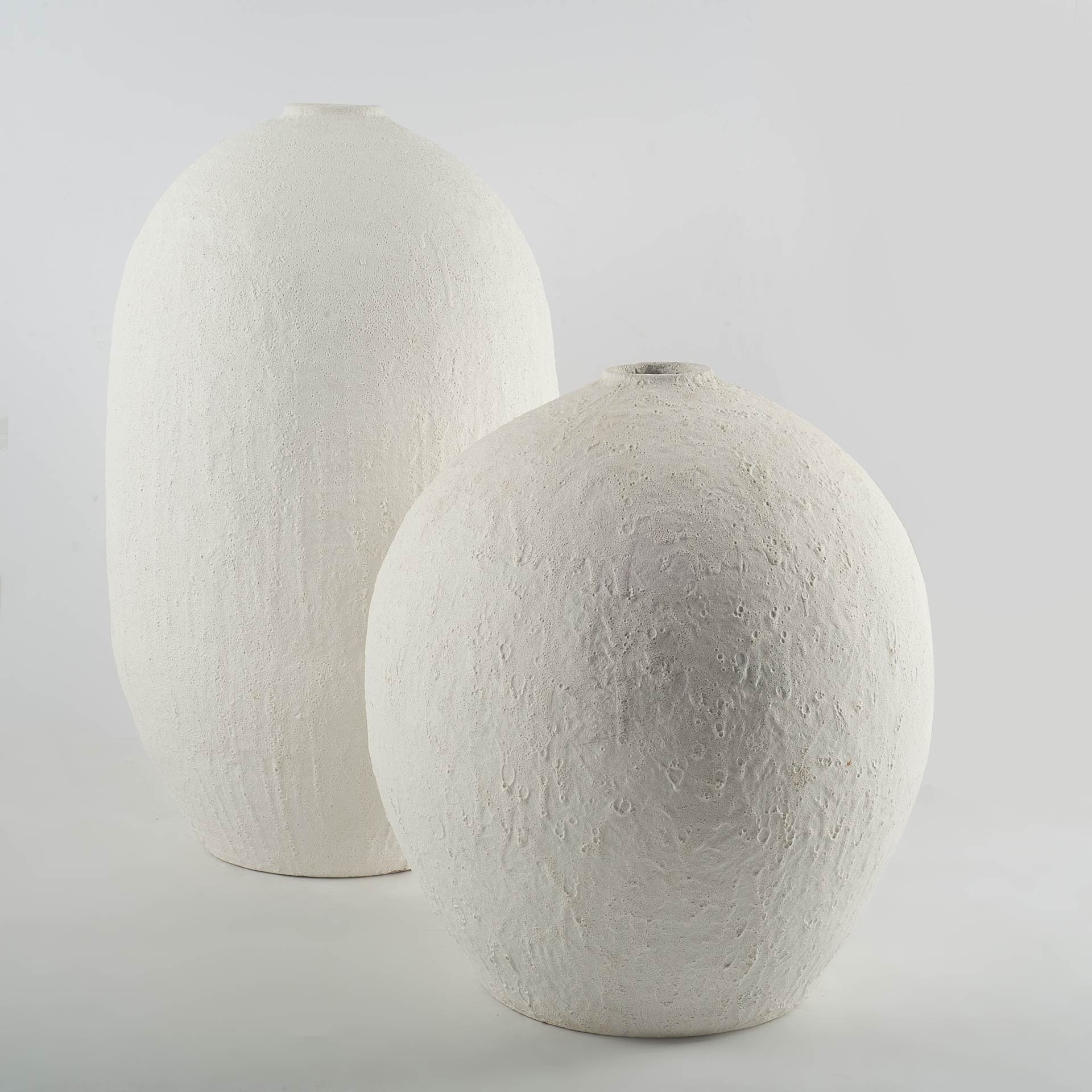 Narrow White Textured Ceramic Vase