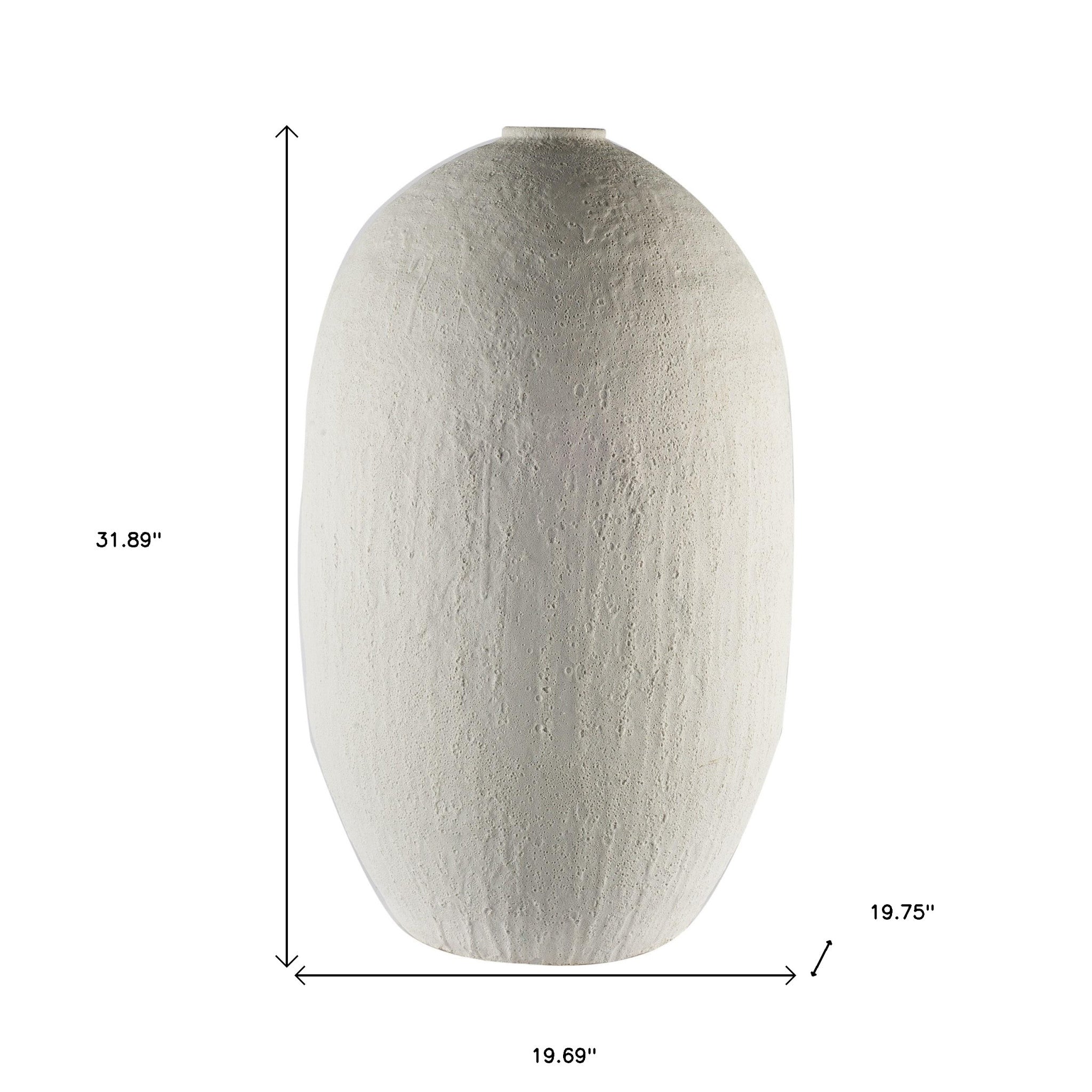 Narrow White Textured Ceramic Vase