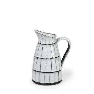 White And Black Artisan Glaze Ceramic Pitcher 10"