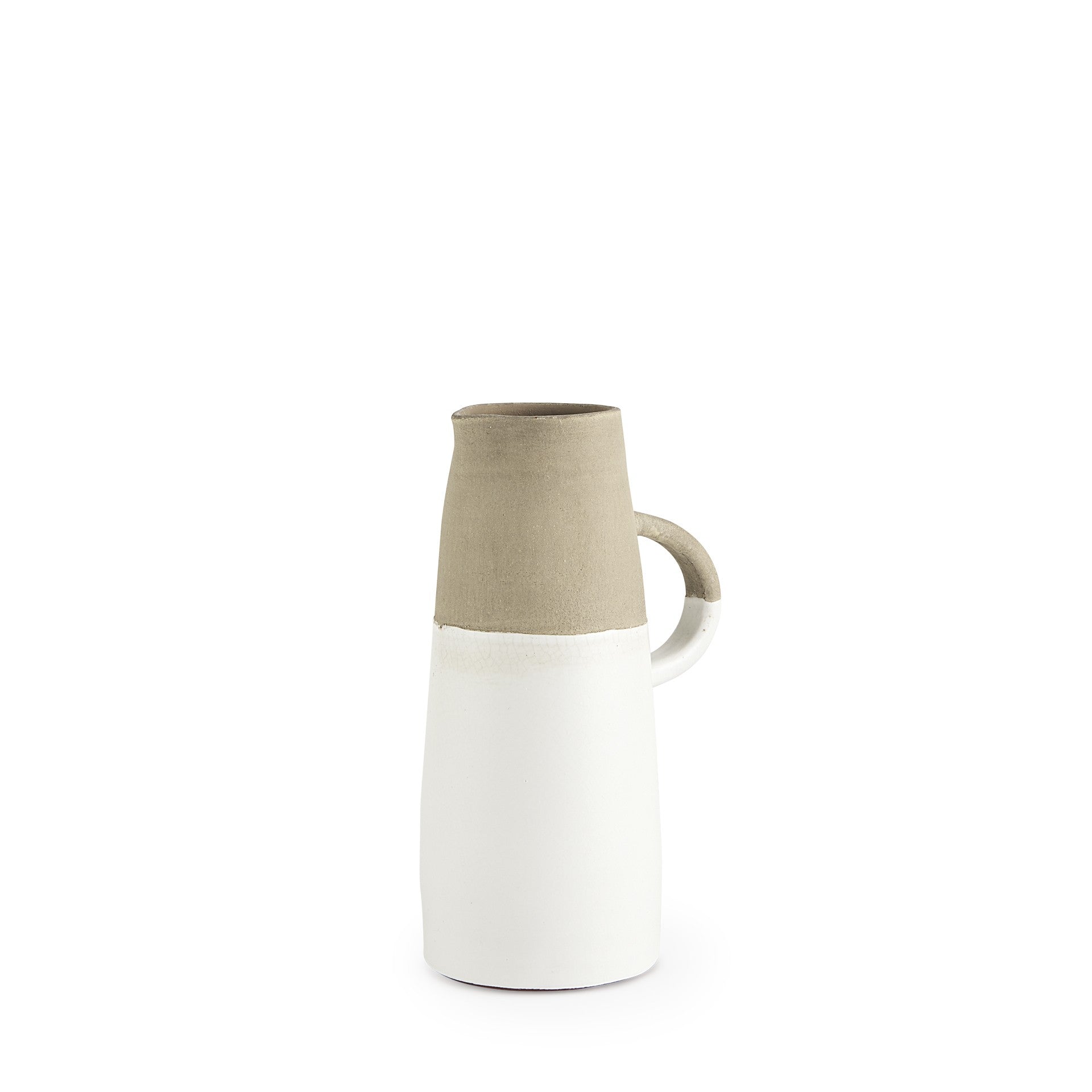 Rustic Organic White And Natural Decorative Jug 10"