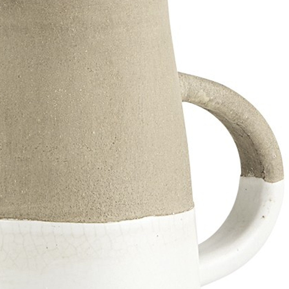 Rustic Organic White And Natural Decorative Jug 10"