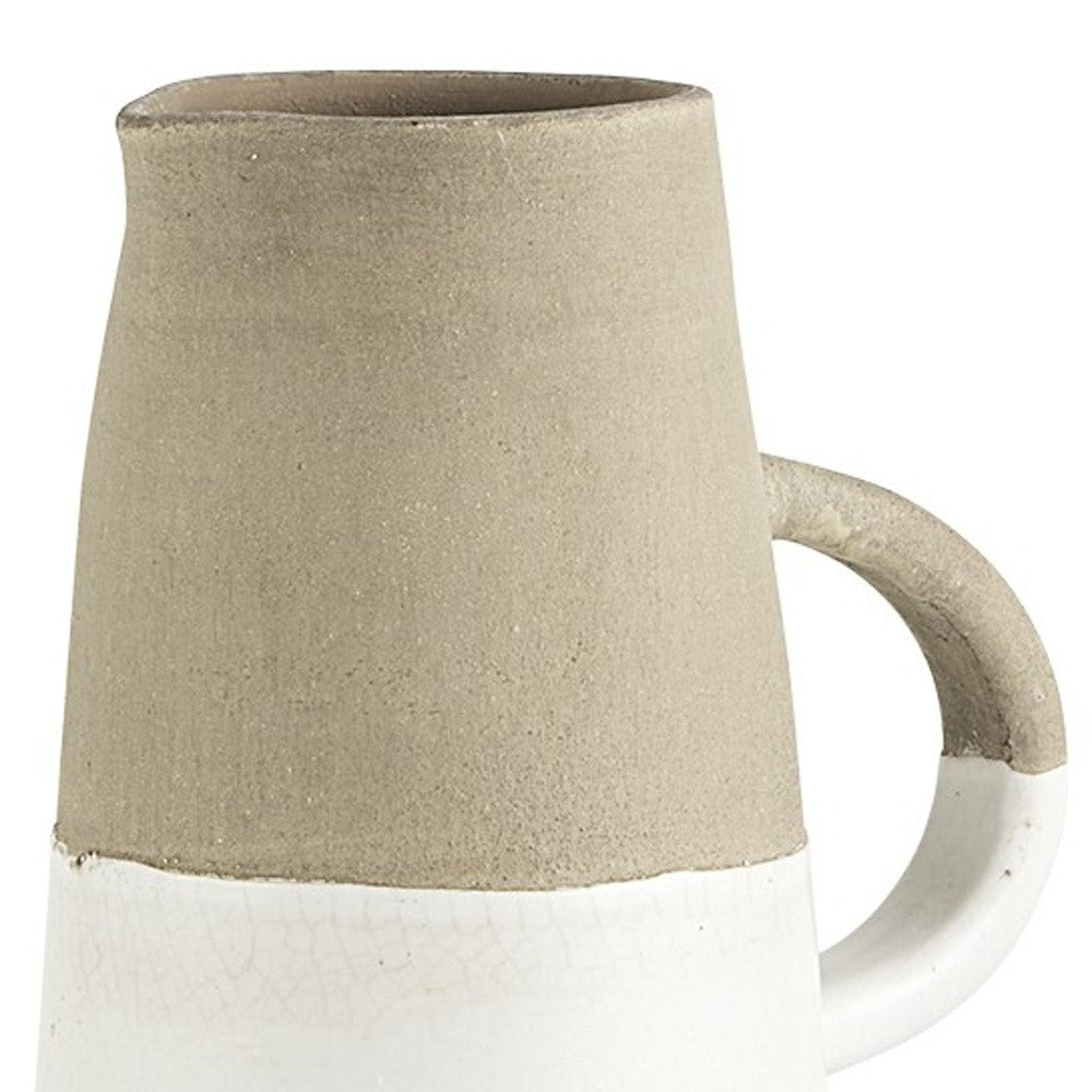 Rustic Organic White And Natural Decorative Jug 10"