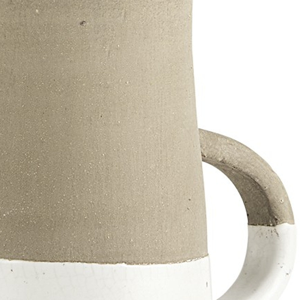 Rustic Organic White And Natural Decorative Jug 14"
