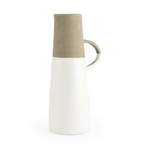 Rustic Organic White And Natural Decorative Jug 16"