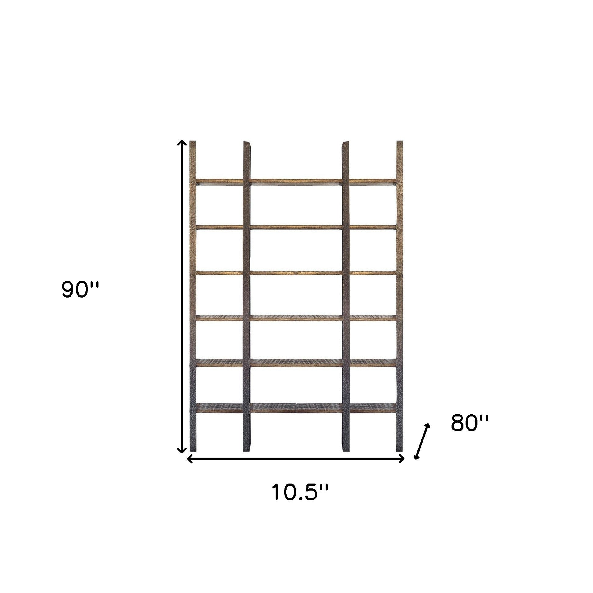 Brown Wood And Iron Six Shelf Standing Unit