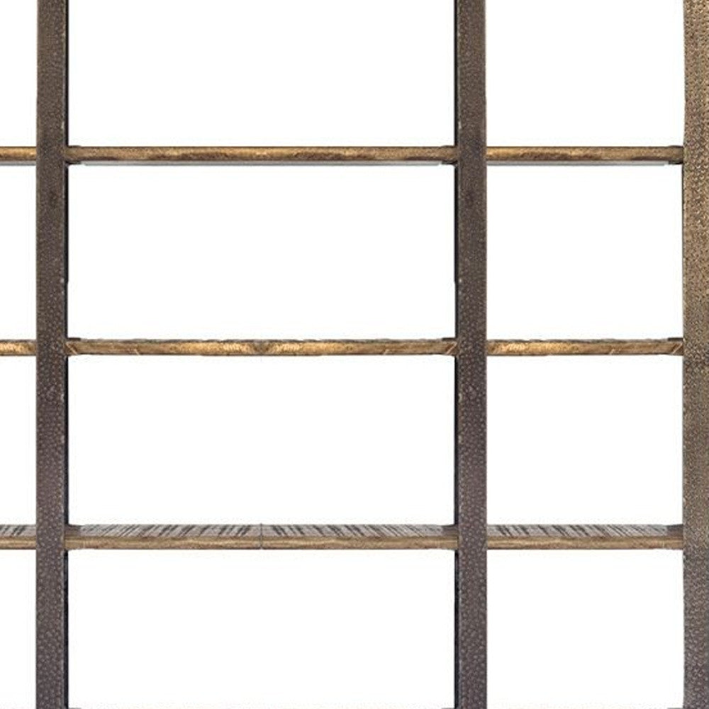 Brown Wood And Iron Six Shelf Standing Unit