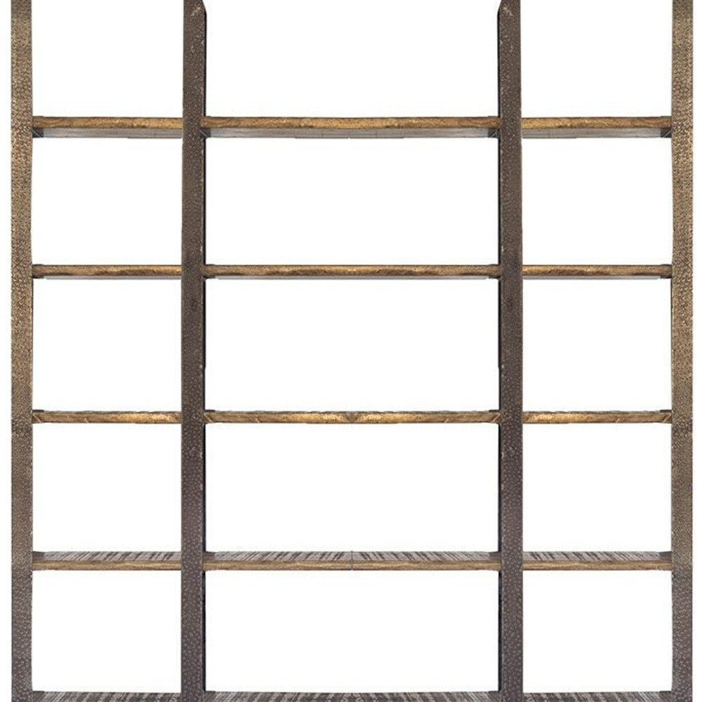 Brown Wood And Iron Six Shelf Standing Unit