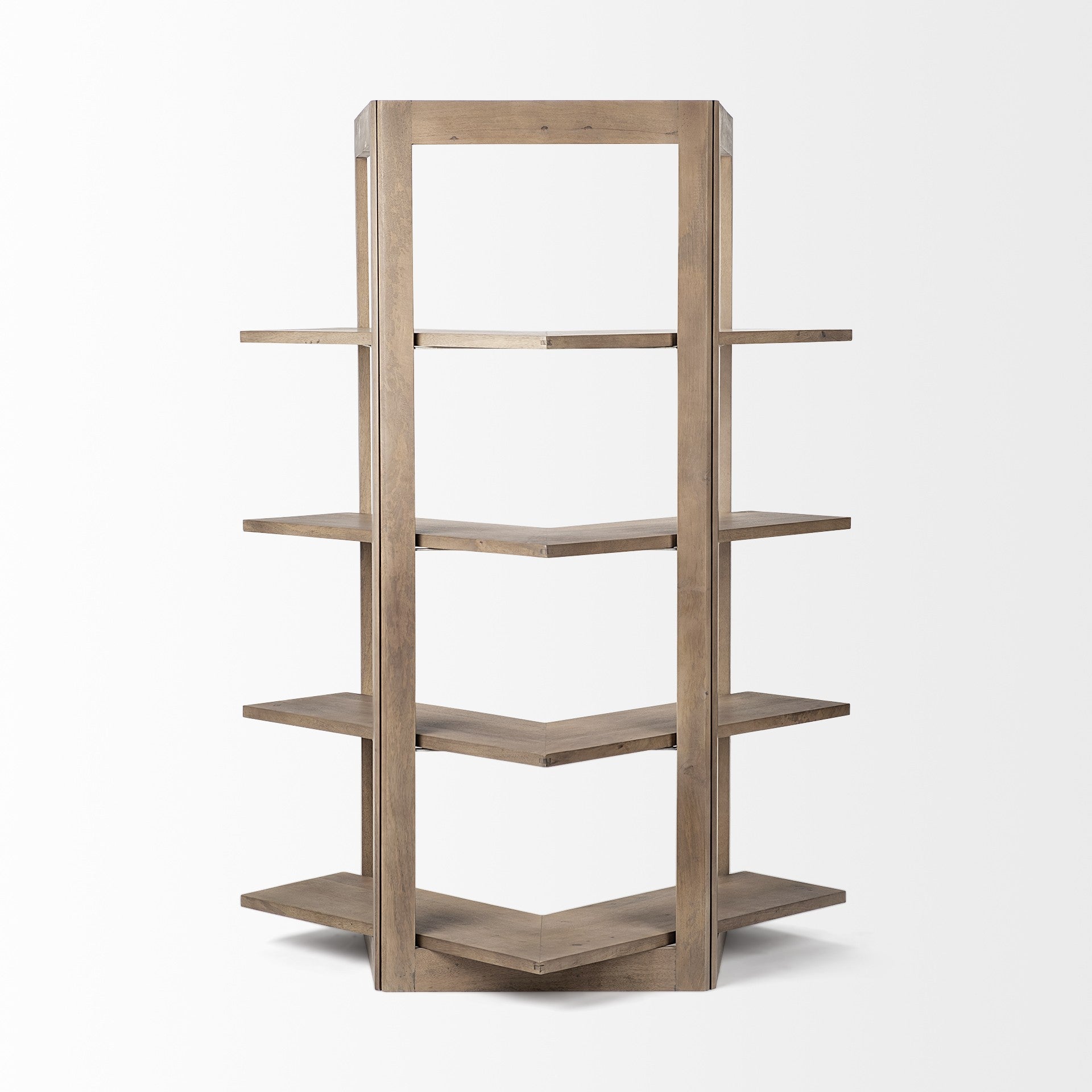 Light Brown Wooden Corner Shelving Unit