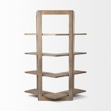 Light Brown Wooden Corner Shelving Unit