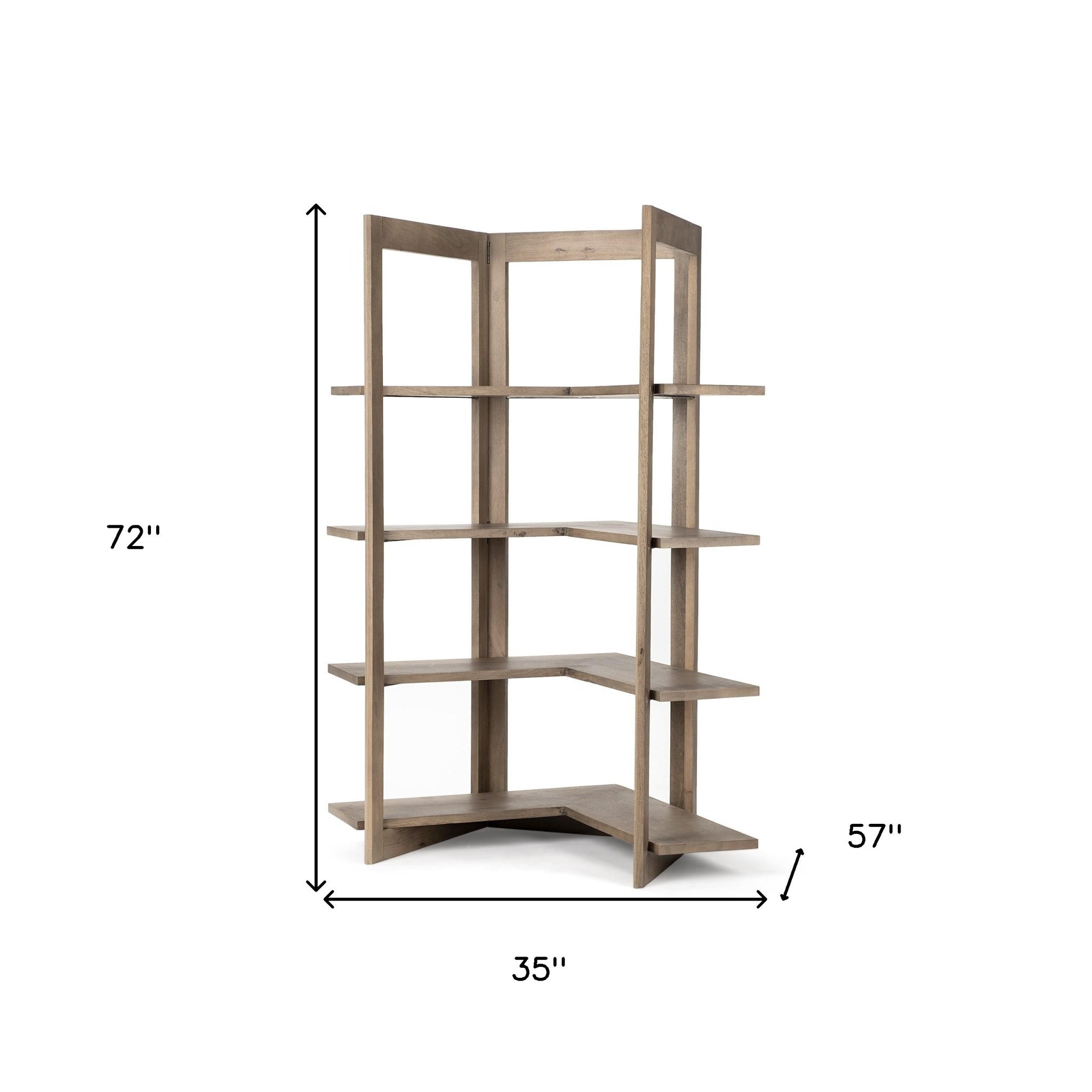 Light Brown Wooden Corner Shelving Unit