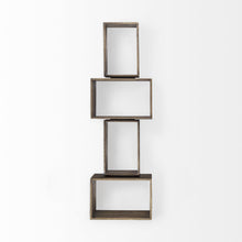 Set Of Two Rustic Dark Brown Cube Box Shelves