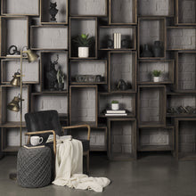 Set Of Two Rustic Dark Brown Cube Box Shelves