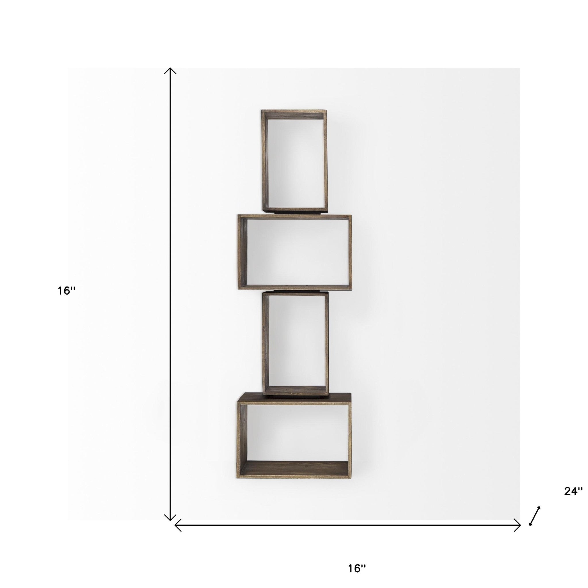 Set Of Two Rustic Dark Brown Cube Box Shelves