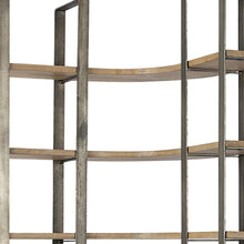 Silver Iron Framed Curved Wooden Shelving Unit