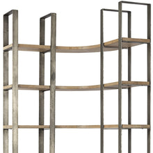Silver Iron Framed Curved Wooden Shelving Unit